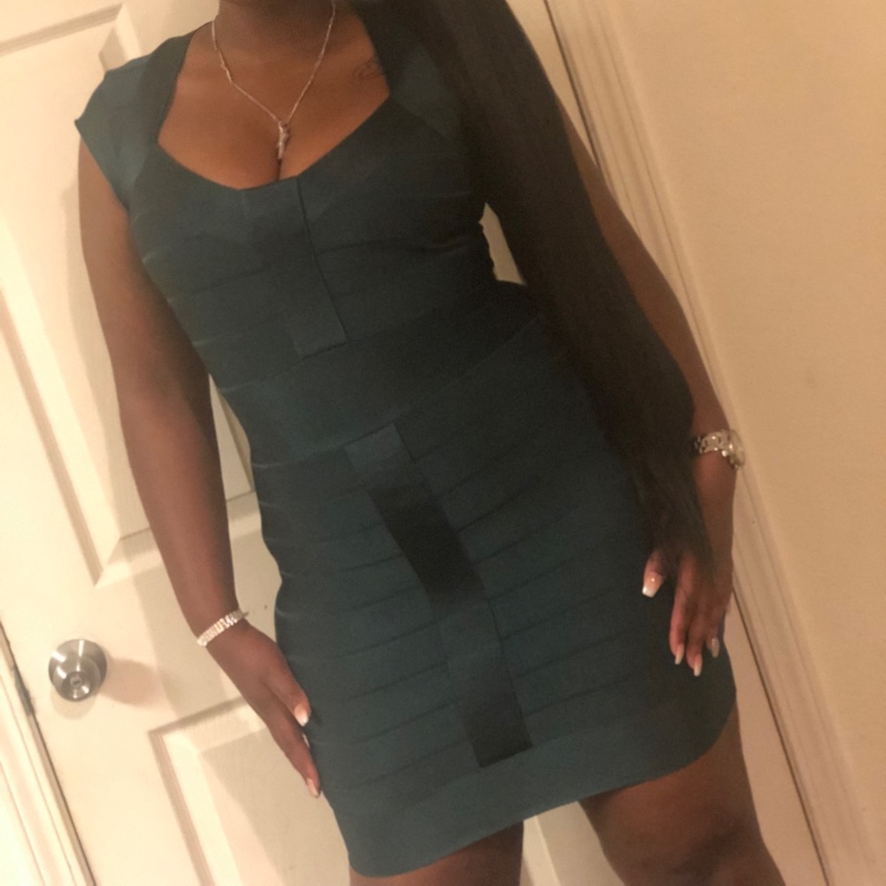 Sexy Dark teal Bandage dress.